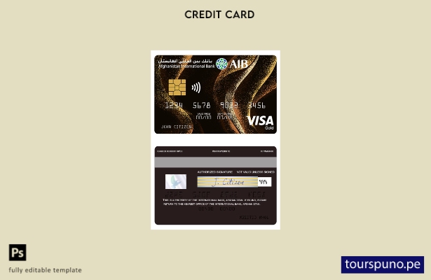 listo para imprimir plantilla de tarjeta de crédito dorada con visa bancaria int